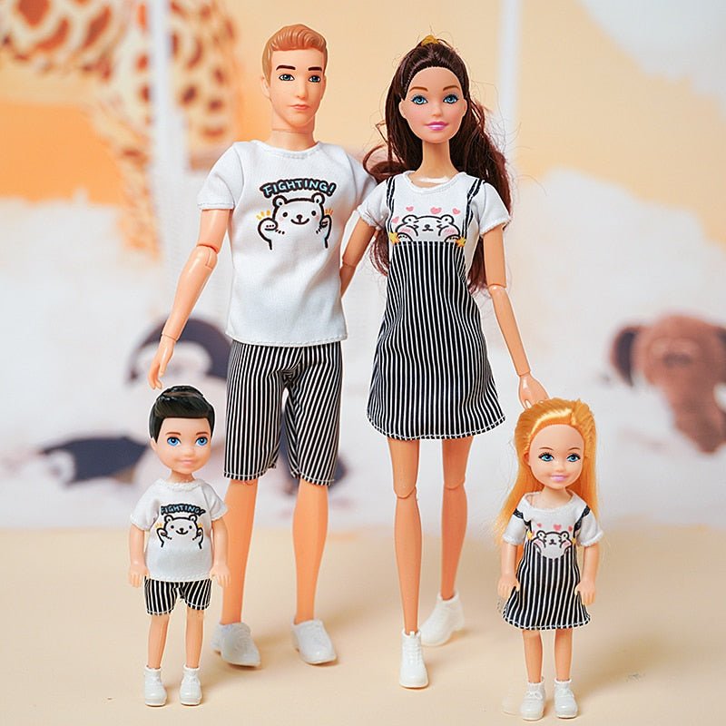 Barbie Doll Família Conjunto completo com roupas, 4 Pessoas, Mamãe