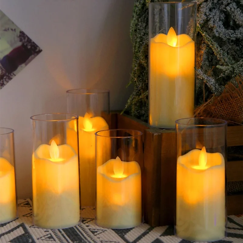 Kit de Velas LED com Vaso Acrílico – Decoração de Natal e Mesa Posta - Outlet do Cazé