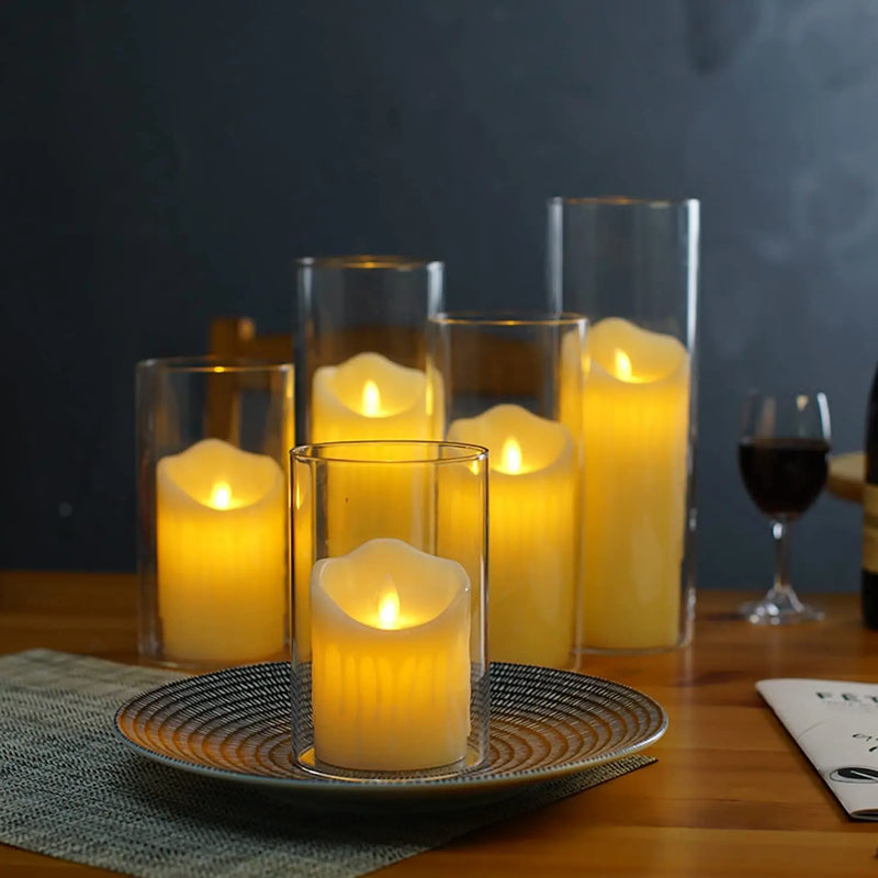 Kit de Velas LED com Vaso Acrílico – Decoração de Natal e Mesa Posta - Outlet do Cazé