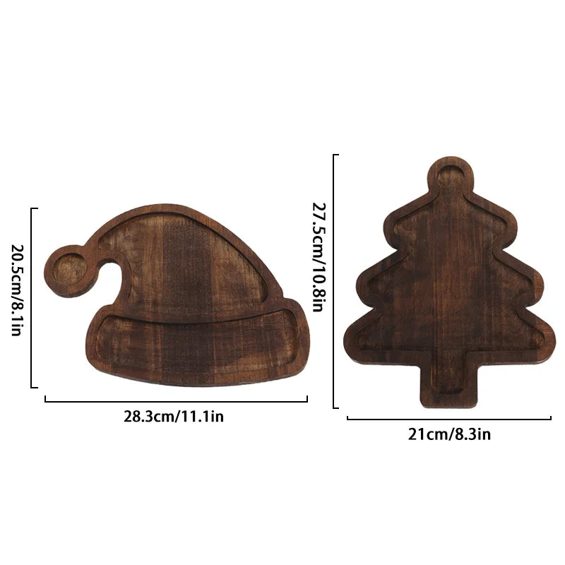 Petisqueira de Madeira Natalina –  Árvore de Natal e Gorro de Papai Noel - Outlet do Cazé