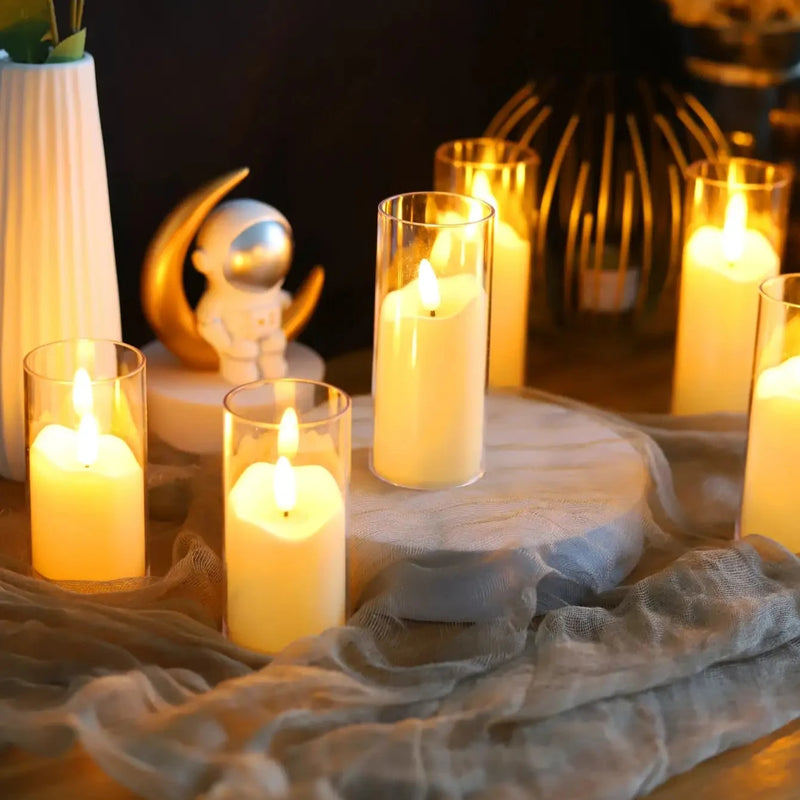 Kit de Velas LED com Vaso Acrílico – Decoração de Natal e Mesa Posta - Outlet do Cazé