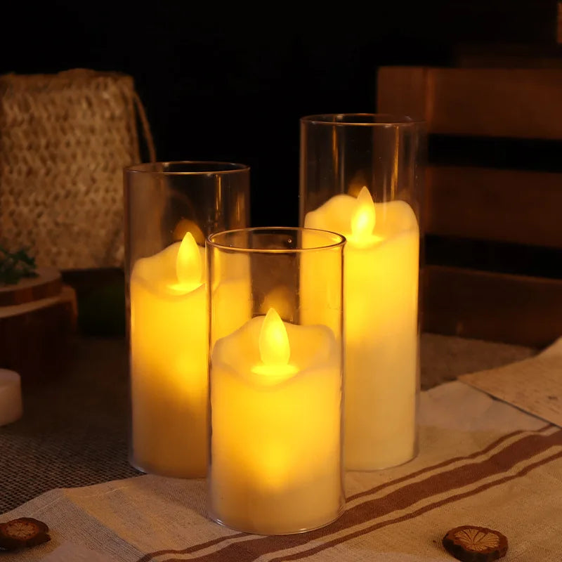 Kit de Velas LED com Vaso Acrílico – Decoração de Natal e Mesa Posta - Outlet do Cazé