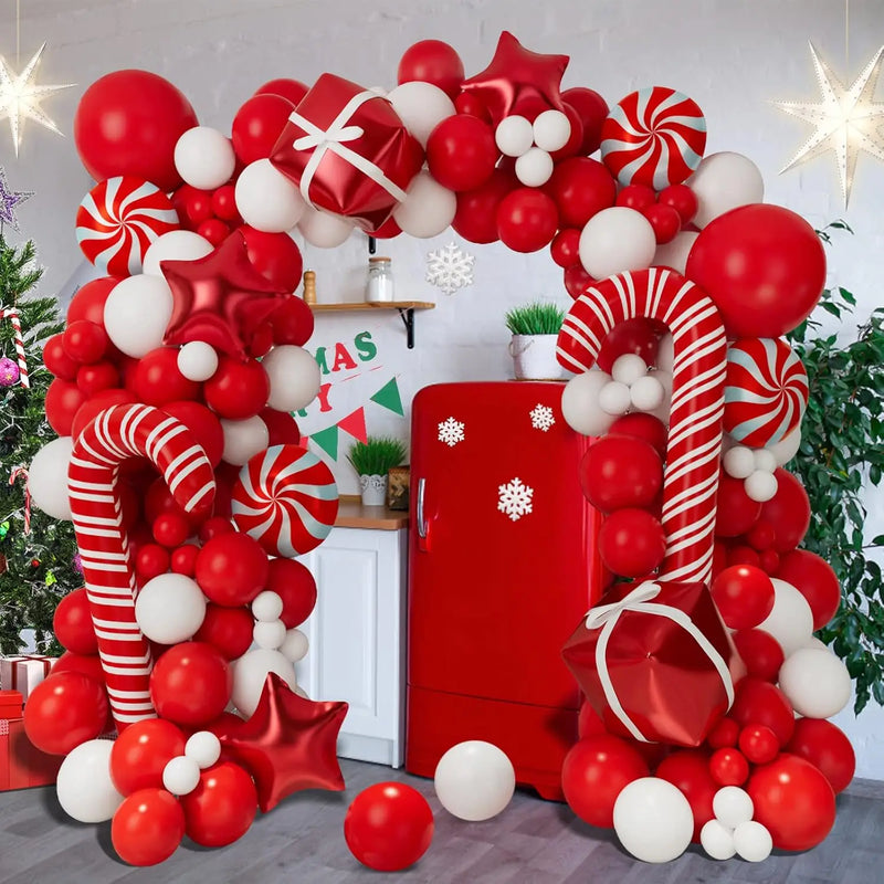 Kit de Balões de Natal 115 Peças – Balões de Estrela Vermelha e Bengala de Doces - Outlet do Cazé