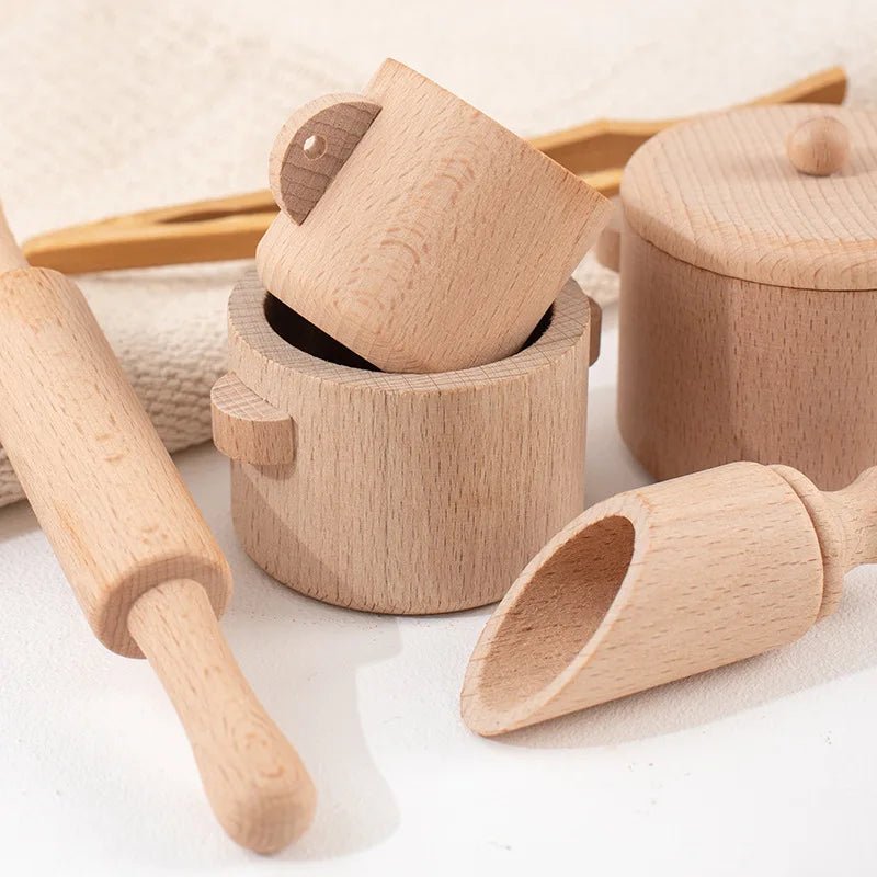 Kit Cozinha Infantil de Madeira Montessori – Brincando de Chef - Outlet do Cazé