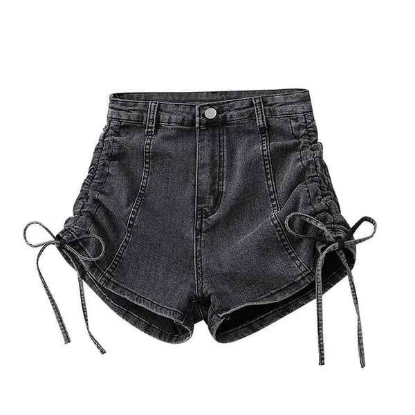 Shorts Jeans Feminino Cintura Alta com Amarração Lateral - Conforto e Estilo - Outlet do Cazé