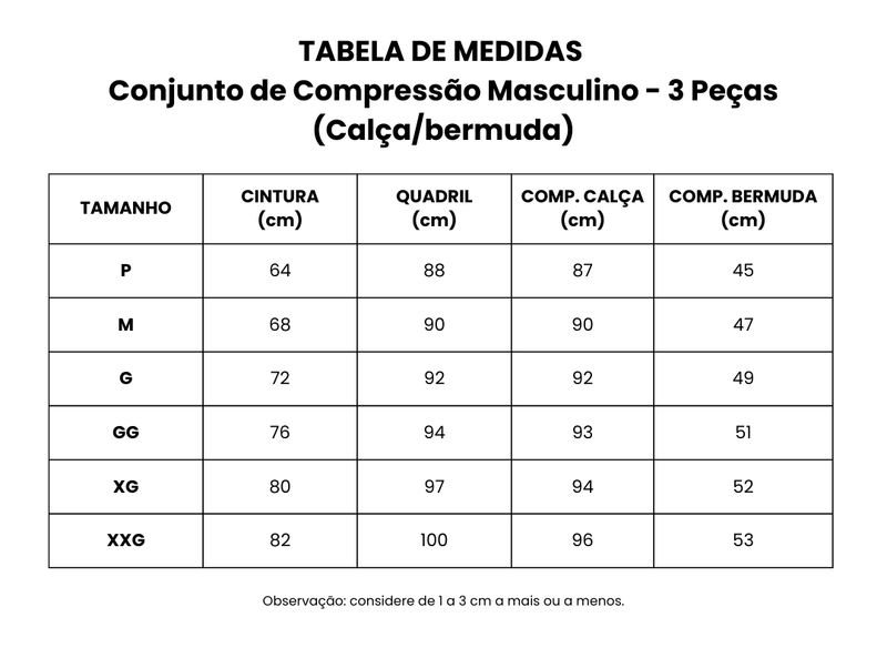 Conjunto de Compressão Masculino - 3 Peças - Outlet do Cazé