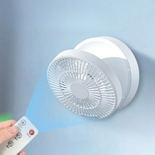 Ventilador Elétrico Dobrável com Controle Remoto - Portátil, Recarregável por USB, Luz Noturna - Ideal para Uso Doméstico e de Viagem - Outlet do Cazé